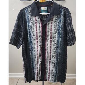 Tommy Bahama Short Sleeve Shirt Size L 100% Silk Button-up